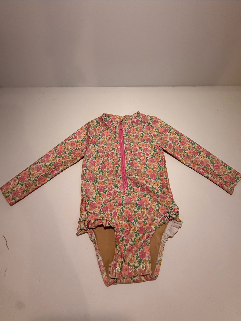 Old Navy 12–18M Pink & Orange Floral Long Sleeve Swimsuit